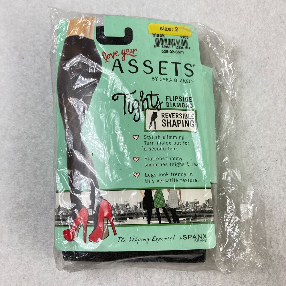 SPANX Assets Sara Blakely‎ Reversible Shaping Tights Women's 2 Flipside Diamond